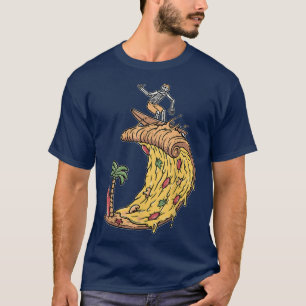 Camiseta surfer Shirt retro pizza boy Pizza Surfer Skeleton