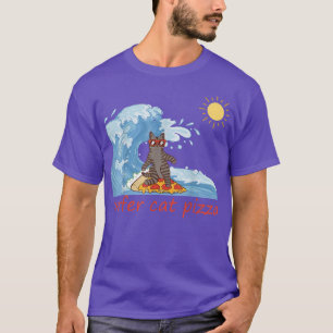 Camiseta Surfer Shirt Retro Pizza Boy Surfer Cat Pizza Chee