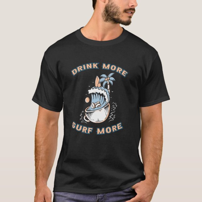 Camiseta Surfer Surfrider Surfboard Waves Surfing Coffee (Anverso)