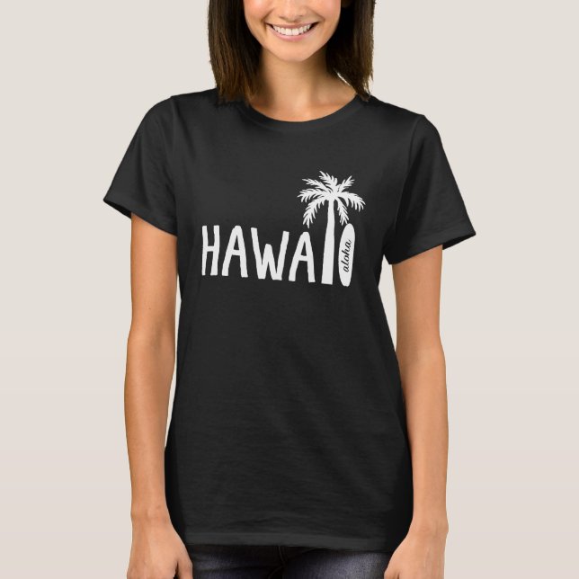 Camiseta Surfer tee Hawaii con palmera e hidropedal (Anverso)