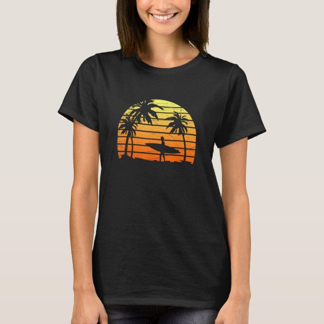 Camiseta Surfer Tropical Water Sport Surfboard Sunset (Anverso)