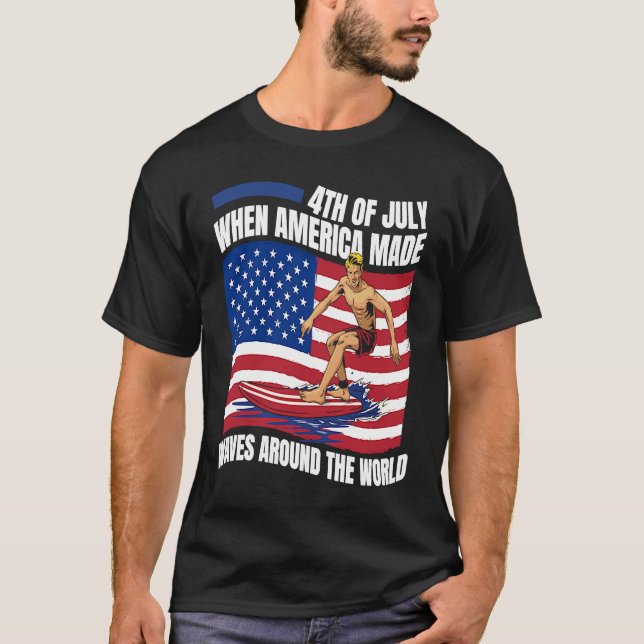 Camiseta Surfer Us Flag Surfrider Surfing Surfing Surfing S (Anverso)