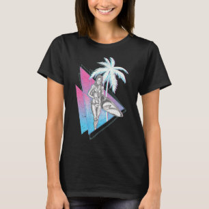 Camiseta Surfer Vaporwave Surfboard Palm Tree 80s Water Spo