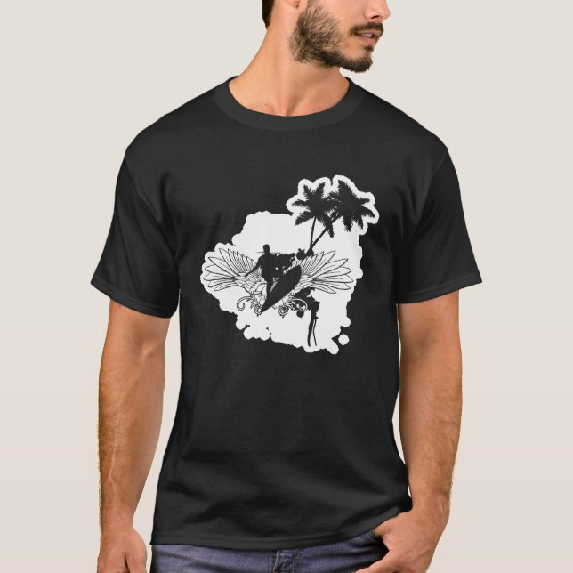 Camiseta Surfer Waves Palm Tref Surfing (Anverso)