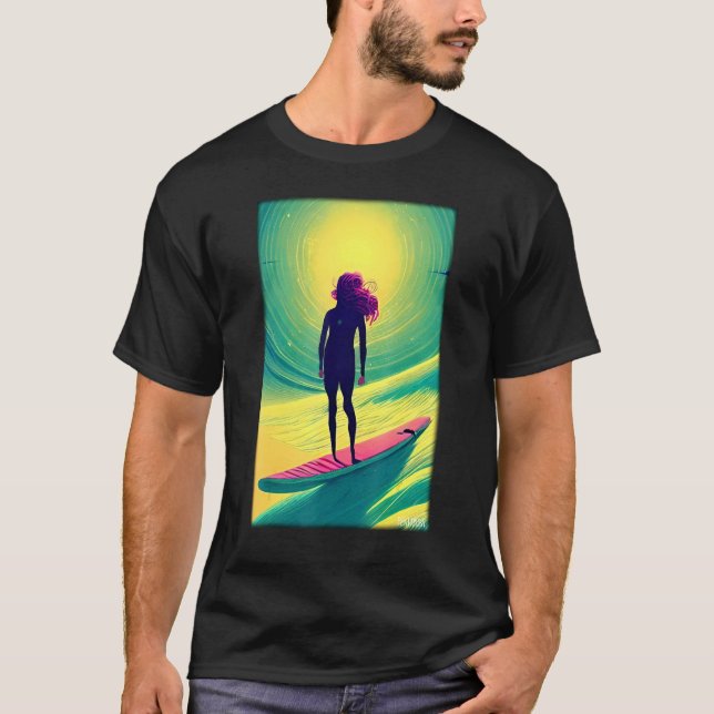 Camiseta Surfergirl Girl Woman Surfboard Waves Sea Vacation (Anverso)