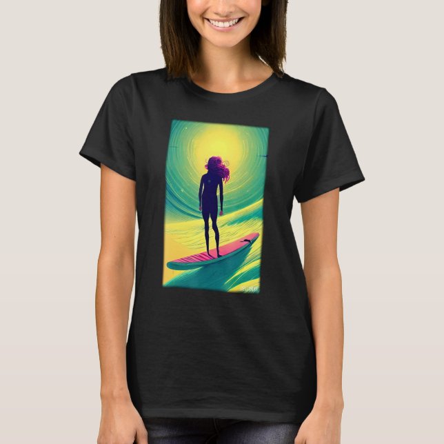 Camiseta Surfergirl Girl Woman Surfboard Waves Sea Vacation (Anverso)