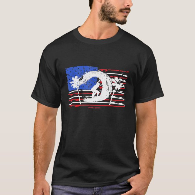 Camiseta Surfing American Flag Surfboard Design (Anverso)