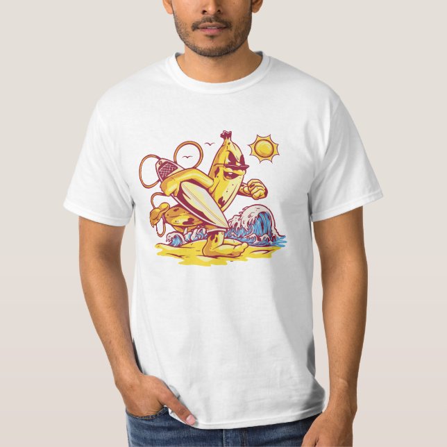 Camiseta Surfing Banana: Montando la ola de vibraciones tro (Anverso)