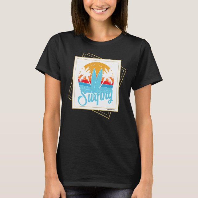 Camiseta Surfing Beach Summer Vacation Palm Trees Ocean Sur (Anverso)