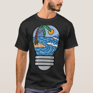 Camiseta Surfing Beach Waves Shining Bulb Mateo Vacaciones