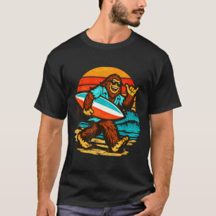 Camiseta Surfing bigfoot puesta de sol retro playa playa tr