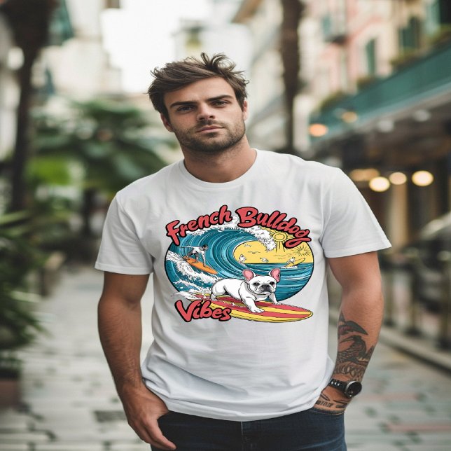 Camiseta Surfing Bulldog francés toma oleada (Subido por el creador)