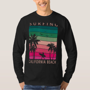 Camiseta Surfing California Beach Sunset Palm Tree Surfer G