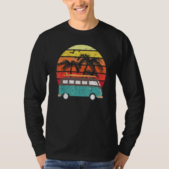 Camiseta Surfing Camper Van Palm Tree Sunset 1 (Anverso)