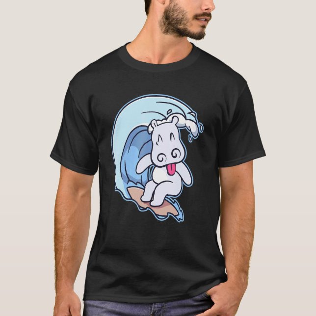 Camiseta Surfing Cute Hippotamus (Anverso)