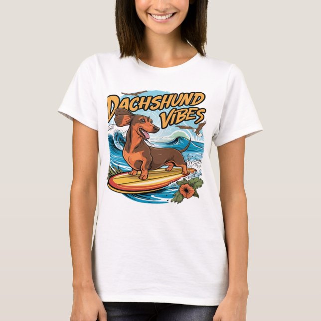 Camiseta Surfing de Dachshund (Anverso)