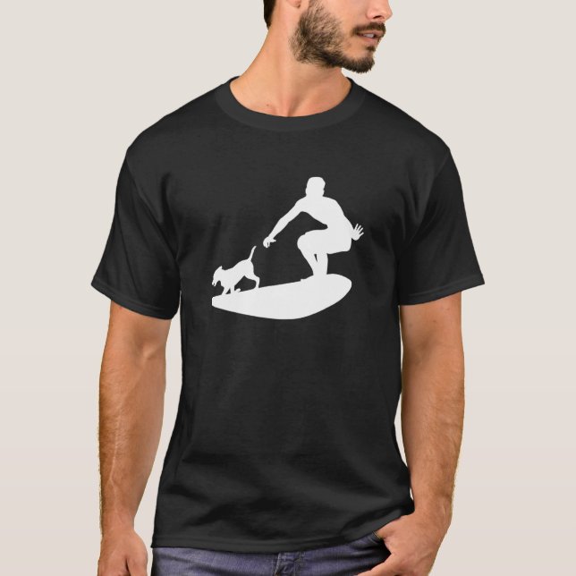 Camiseta Surfing Dog And Guy En Surfboard (Anverso)