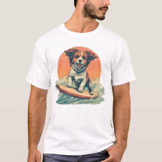 Camiseta Surfing Dog Retro Vintage Beach Vibes