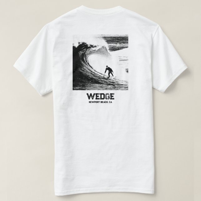 Camiseta Surfing el WEDGE, Newport Beach, Ca  (Reverso del diseño)