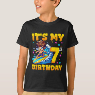 Camiseta Surfing Es Mi Cumpleaños Número 7 Niño De 7 Años
