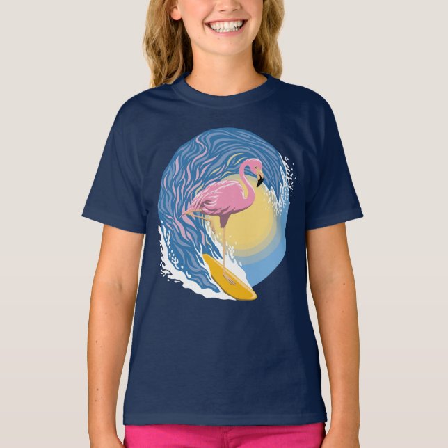 Camiseta Surfing Flamingo Graphic Ilustracion (Anverso)