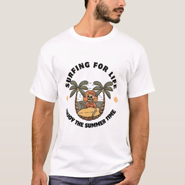 Camiseta Surfing for Life Skeleton Beach Design (Anverso)