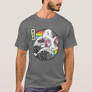 Camiseta Surfing Ghost Con Cárteles De Fresas Kawaii