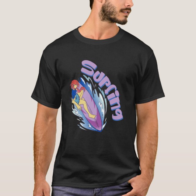 Camiseta Surfing Girl Ocean Waves Surfboard Surfer (Anverso)