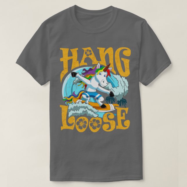 Camiseta Surfing Hang Loose Unicorn Surfer Surf (Diseño del anverso)