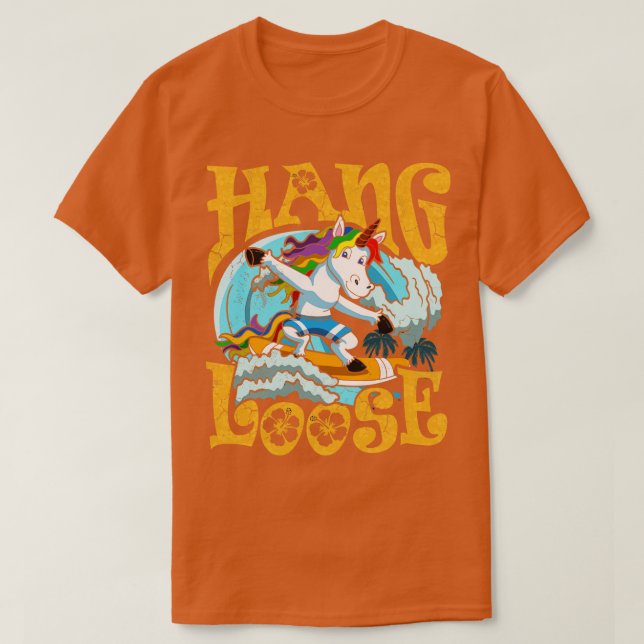 Camiseta Surfing Hang Loose Unicorn Surfing Surfer (Diseño del anverso)