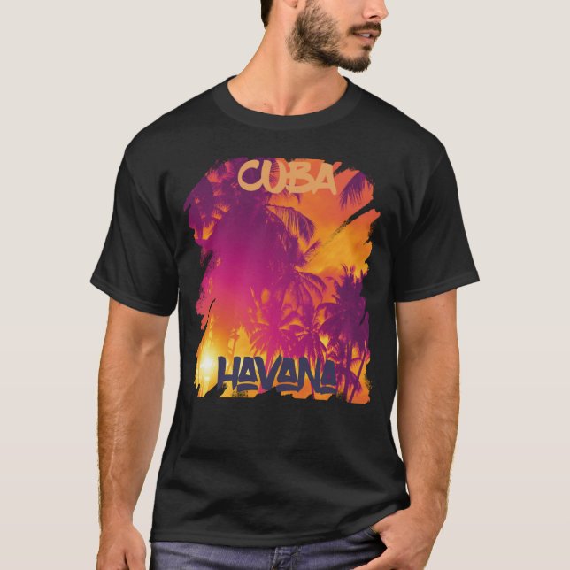 Camiseta Surfing Havana Vacation Cuba Palm tree Beach Ocean (Anverso)