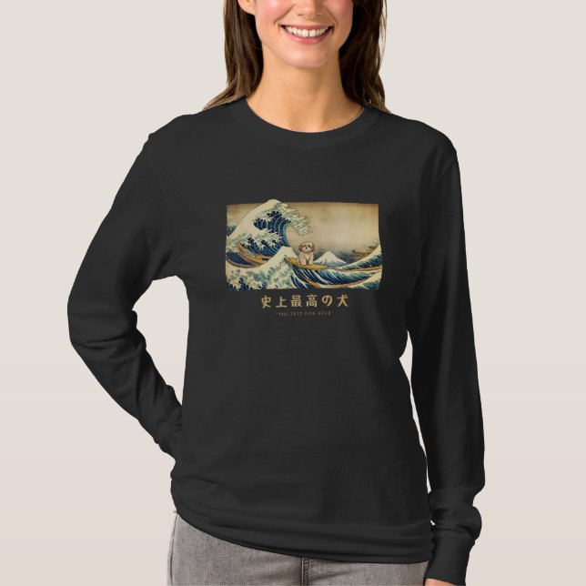 Camiseta Surfing Havanese Kanagawa Wave Japanese Dog  1 (Anverso)