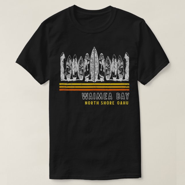 Camiseta Surfing Hawaii Waimea Bay North Shore Oahu Retro (Diseño del anverso)