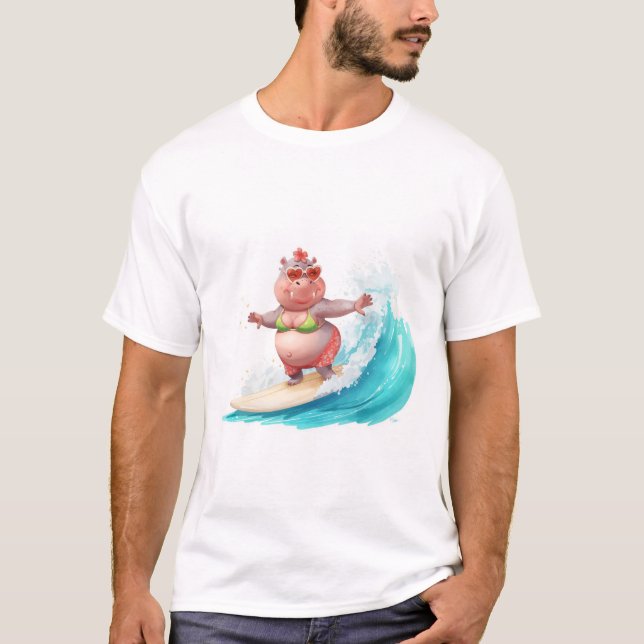 Camiseta Surfing Hippo Christmas Bikini Hippo T-Shirt  (Anverso)