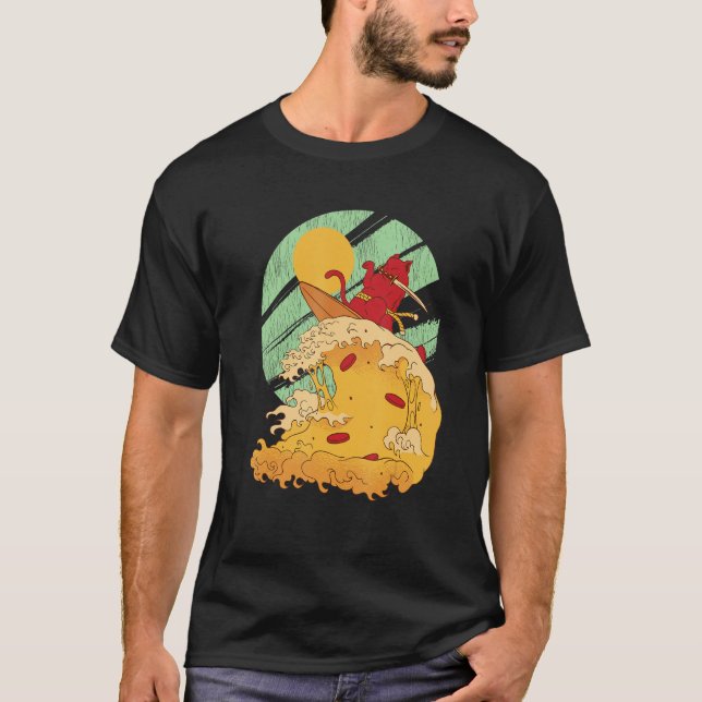 Camiseta Surfing Japan Samurai Cat Vintage Surf Board (Anverso)