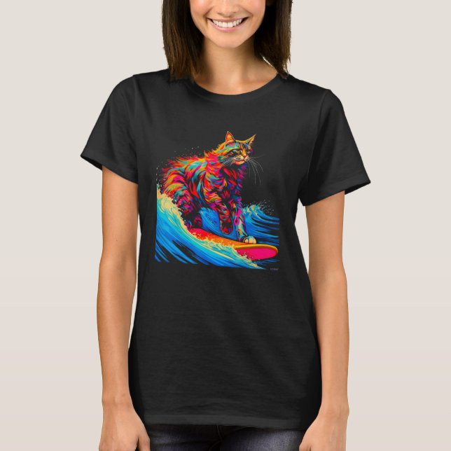 Camiseta Surfing Maine Coon Cat Surf (Anverso)