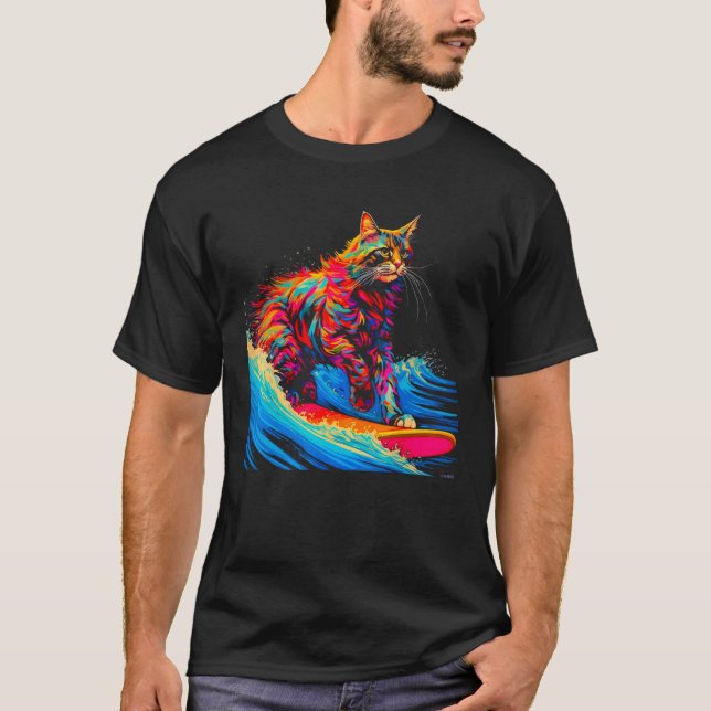Camiseta Surfing Maine Coon Cat Surf (Anverso)