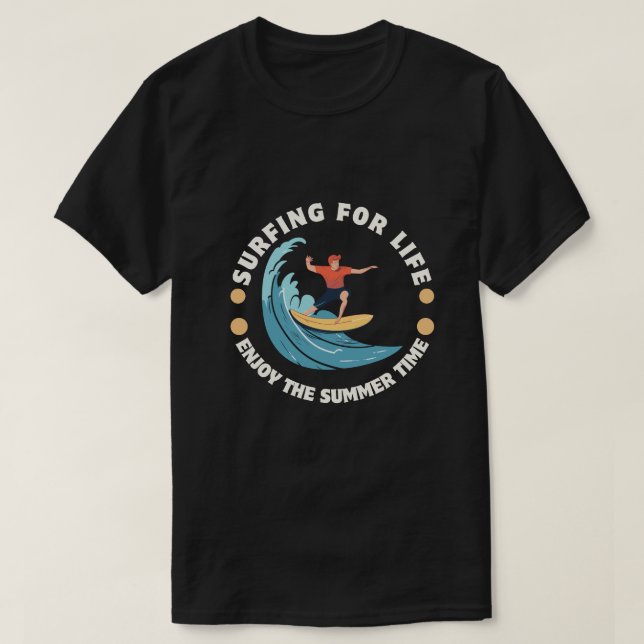 Camiseta Surfing negro y amarillo para diseño de vida (Diseño del anverso)
