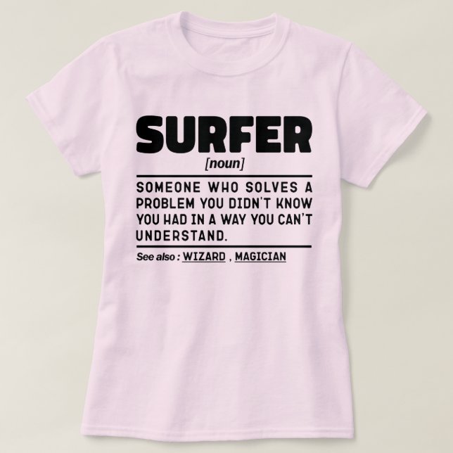 Camiseta Surfing Noun Definition Beach Surfing Water Sport (Diseño del anverso)