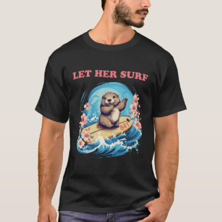 Camiseta Surfing Otter 841 Gracioso Deja Que Su Surf