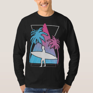 Camiseta Surfing Palm Trees Surfboard Synthwave Watersport