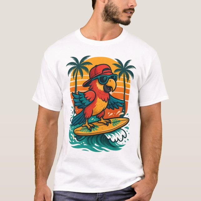 Camiseta Surfing Parrot Tropical Vibes (Anverso)