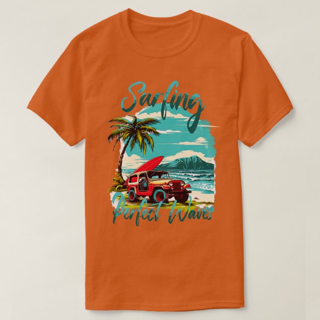 Camiseta Surfing Perfect Waves de Trinidad (Diseño del anverso)