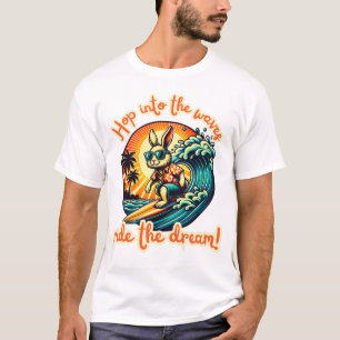 Camiseta Surfing Rabbit Riding Ocean Waves