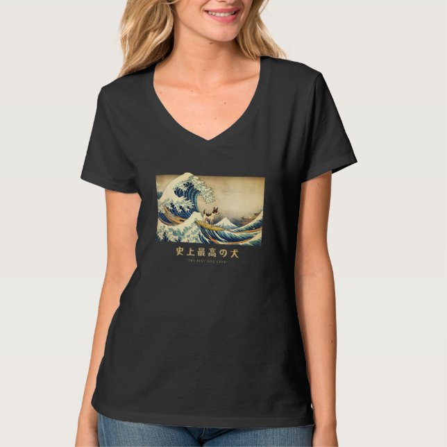 Camiseta Surfing Rat Terrier Kanagawa Wave Japanese Dog (Anverso)
