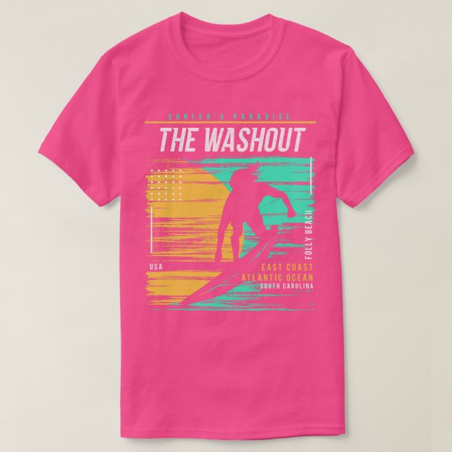 Camiseta Surfing Retro En La Playa De La Flota Del Lavado E (Diseño del anverso)