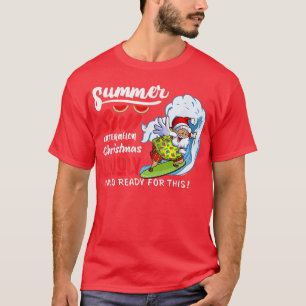 Camiseta Surfing Santa Beach Holiday Plams Christmas in Jul