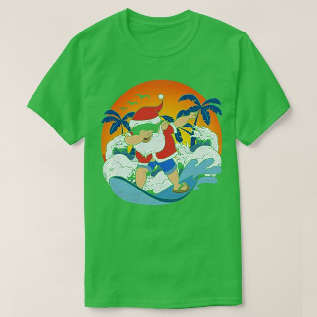 Camiseta Surfing Santa Claus Dabbing Funny Hawaii Xmas Ch (Diseño del anverso)