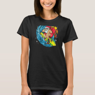 Camiseta Surfing Santa Claus Navidades Tropical