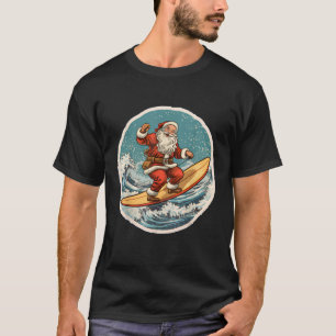Camiseta Surfing Santa en los Navidades de Surfboard en la 